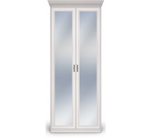 Шкаф 2-х дверный зеркальный Неаполь Ясень анкор светлый (патина "серебро")