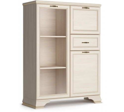 Шкаф низкий "тумба-витрина" Сиена (Бодега Белый)