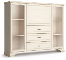 Шкаф низкий 2 стеклодвери "тумба-витрина" Сиена (Бодега Белый)