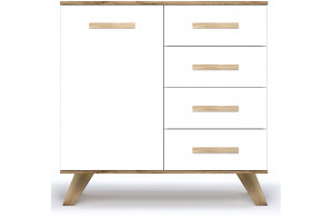 Комод 900 Вега Скандинавия (глянец, белый + дуб каньон)