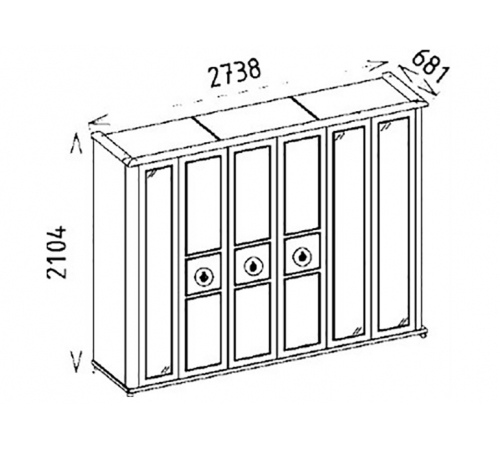 Шкаф платяной 6-ти дверный Мистраль (Mistral)